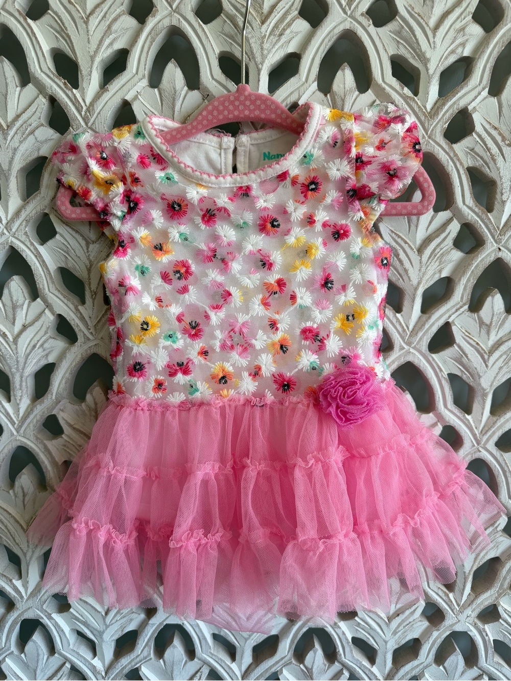 Nannette Baby Girls Floral Tulle Tutu Bodysuit Dress 6-9M